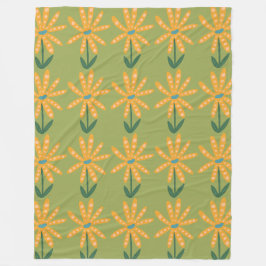 Orange polka dot flowers フリースブランケット