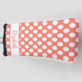 Orange polka dot golf head cover custom name ゴルフヘッドカバー (正面)