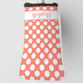 Orange polka dot golf head cover custom name ゴルフヘッドカバー (回転90)