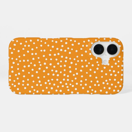 Orange Polka Dot Pattern Phone Case iPhone 16ケース (裏面横)