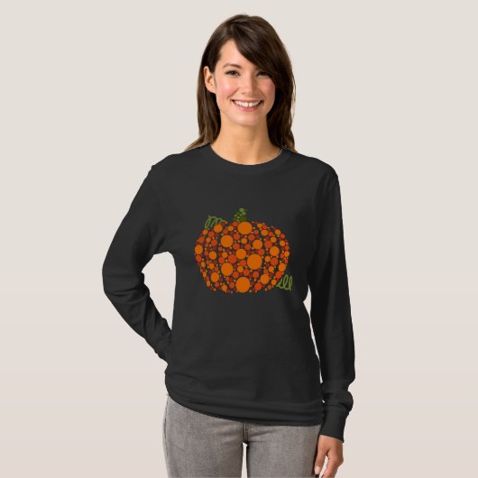 Orange Polka Dot Pumpkin October Fall Tシャツ (正面フル)