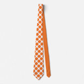 Orange Polka Dots on White Custom Necktie ネクタイ (正面)