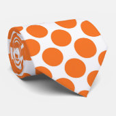 Orange Polka Dots on White Custom Necktie ネクタイ (ロール)