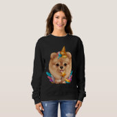 Orange Pomeranian Ice Cream Unicorn スウェットシャツ (正面フル)