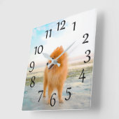 Orange Pomeranian on the Beach Wall Clock スクエア壁時計 (傾斜)
