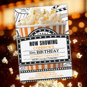 Orange Popcorn Movie Night Party Invitation 招待状