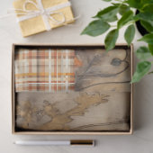 Orange Poppies & Plaid for DecopageまたはGiftwrap 薄葉紙 (ギフト)