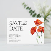 Orange poppies watercolor wedding  セーブザデート (スタンド正面)