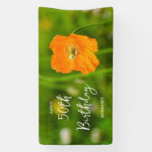 Orange Poppy Flower On Green Happy 50th Birthday 横断幕 (縦)