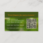 Orange Poppy Flower Summer Green Photo Florist 名刺 (裏面)