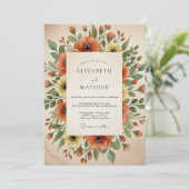 Orange Poppy Painterly Flourish Wedding 招待状 (スタンド正面)