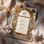 Orange Poppy Vintage Birthday Invite 箔招待状