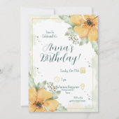 Orange Poppy Watercolour Florals Birthday 招待状 (正面)