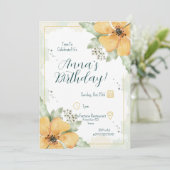 Orange Poppy Watercolour Florals Birthday 招待状 (スタンド正面)