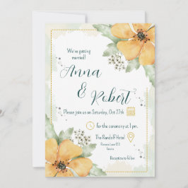 Orange Poppy Watercolour Florals Wedding 招待状