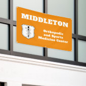 Orange Promotional Business Banner with Logo 横断幕 (ビルの外側)