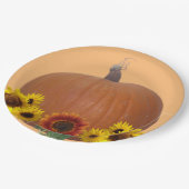 Orange Pumpkin and Sunflowers Thanksgiving   ペーパープレート (アングル)