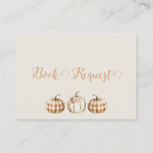 Orange Pumpkin Baby Shower Book Request Insert 名刺 (裏面)
