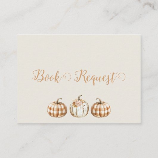 Orange Pumpkin Baby Shower Book Request Insert 名刺 (裏面)