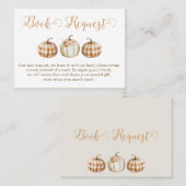 Orange Pumpkin Baby Shower Book Request Insert 名刺 (正面/裏面)