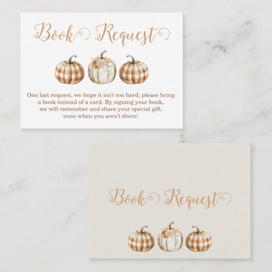 Orange Pumpkin Baby Shower Book Request Insert 名刺 (正面/裏面)