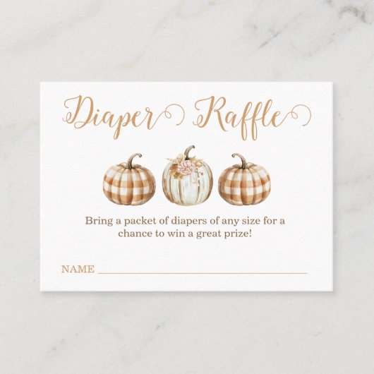 Orange Pumpkin Baby Shower Diaper Raffle Insert 名刺 (正面)