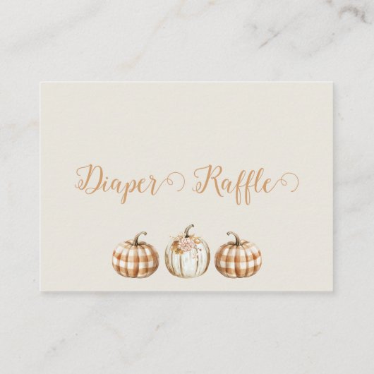 Orange Pumpkin Baby Shower Diaper Raffle Insert 名刺 (裏面)