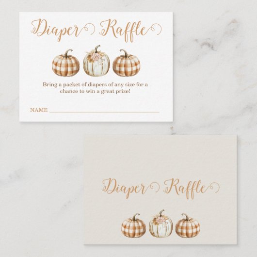 Orange Pumpkin Baby Shower Diaper Raffle Insert 名刺 (正面/裏面)