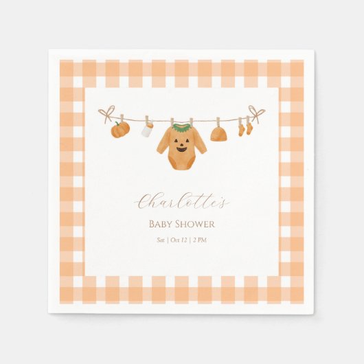 Orange Pumpkin Baby Shower Napkins スタンダードカクテルナプキン (正面)