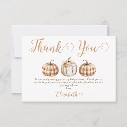 Orange Pumpkin Baby Shower Thank You Card サンキューカード (正面)