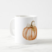 Orange Pumpkin Cream Bow Leaf コーヒーマグカップ (正面左)