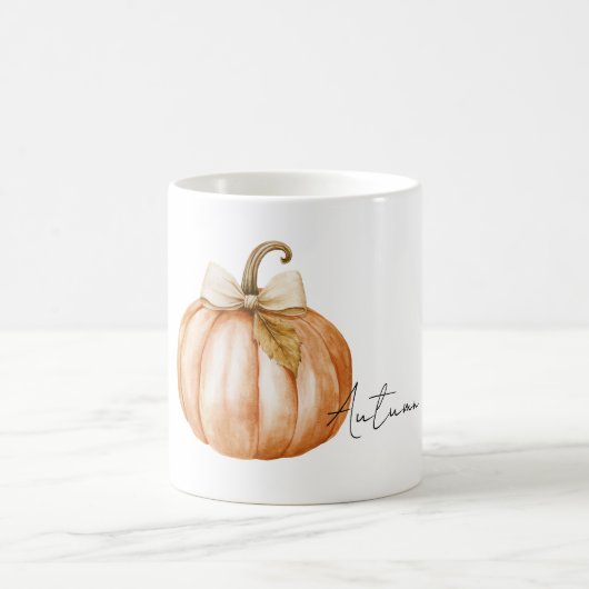 Orange Pumpkin Cream Bow Leaf コーヒーマグカップ (中央)