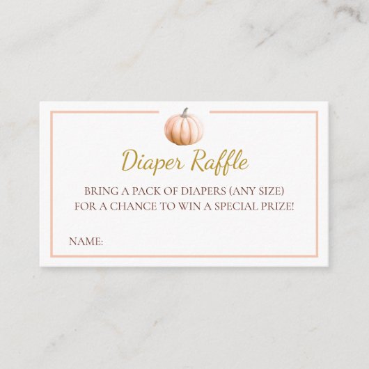 Orange Pumpkin Fall Baby Shower Diaper Raffle Card エンクロージャーカード (正面)