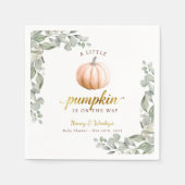 Orange Pumpkin Fall Baby Shower Paper Napkins スタンダードカクテルナプキン (正面)