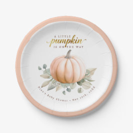 Orange Pumpkin Fall Baby Shower Paper Plates ペーパープレート