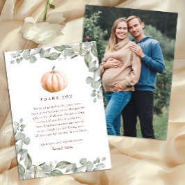 Orange Pumpkin Fall Baby Shower Thank You Card サンキューカード
