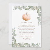 Orange Pumpkin Fall Baby Shower Thank You Card サンキューカード (正面)