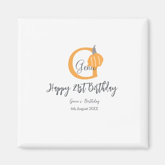 Orange pumpkin fall birthday 21st gray pastel fall マグネット (正面)