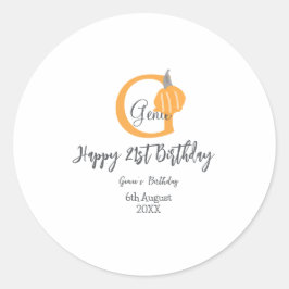 Orange pumpkin fall birthday 21st gray pastel fall ラウンドシール