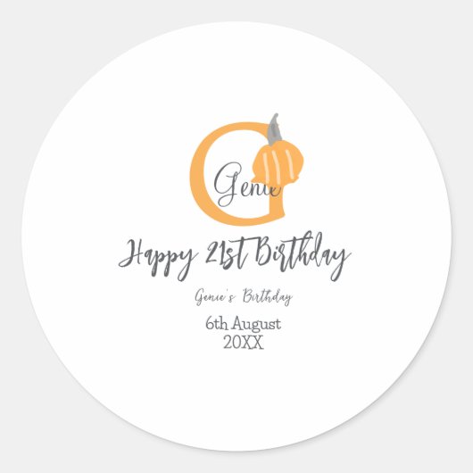 Orange pumpkin fall birthday 21st gray pastel fall ラウンドシール (正面)