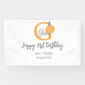 Orange pumpkin fall birthday 21st gray pastel fall 横断幕 (横)