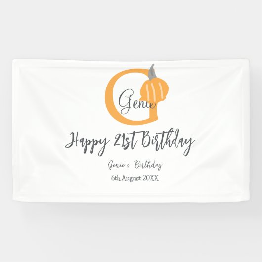 Orange pumpkin fall birthday 21st gray pastel fall 横断幕 (横)