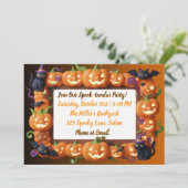 Orange Pumpkin Frame Black Cat Halloween Party シーズンカード (スタンド正面)