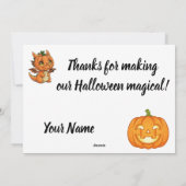 Orange Pumpkin Frame Black Cat Halloween Party シーズンカード (裏面)