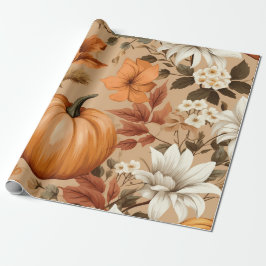 Orange Pumpkin is on The Way Autumn Baby Shower ラッピングペーパー