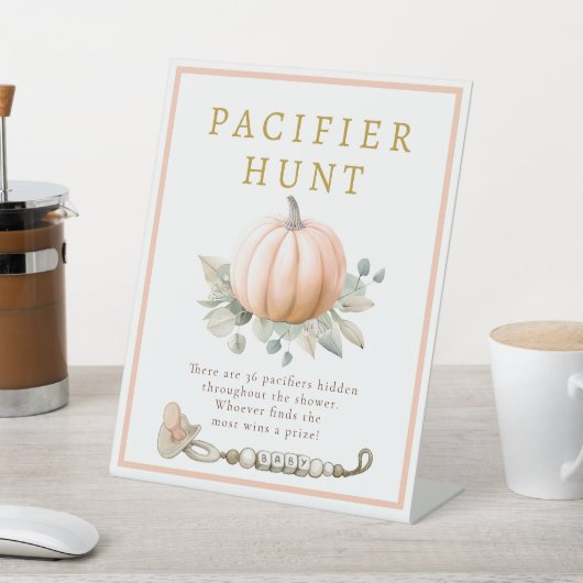 Orange Pumpkin Pacifier Hunt Baby Shower  台座サイン (インサイチュ)
