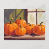 Orange Pumpkins Fall Watercolor シーズンポストカード (正面)