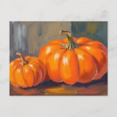 Orange Pumpkins Halloween Fall Watercolor シーズンポストカード (正面)
