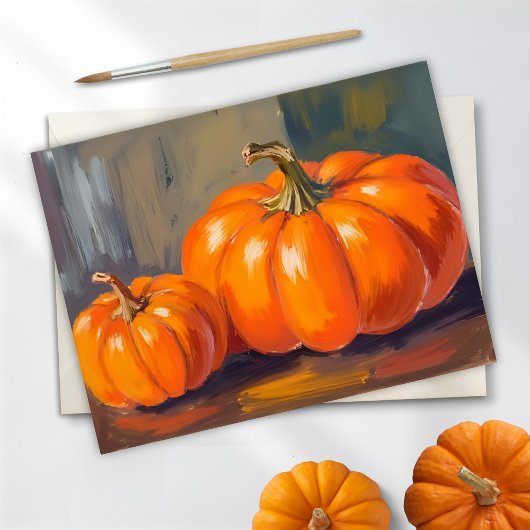 Orange Pumpkins Halloween Fall Watercolor シーズンポストカード