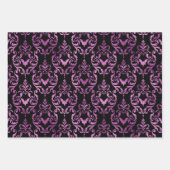 Orange, Purple, and Green Bat Halloween Damask ラッピングペーパーシート (正面2)